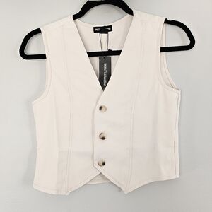 Pretty Little Thing Cream Ribbed  Vest